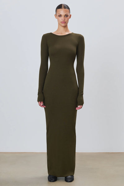 Long Sleeve Crewneck Maxi - Moss M Long Sleeve Crewneck Maxi - Moss M