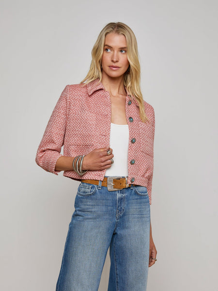 L'agence - Jia Tweed Jacket - Burnt Coral/Ivory