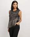 Veronica Beard - Olivia Beaded Fringe Top - Black/Zebra