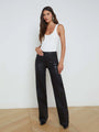 L'agence - Clayton Coated Wide-Leg Jean - Noir Coated