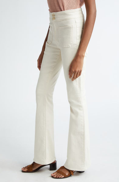 Veronica Beard - Beverly Patch Pocket Skinny Flare Jeans - Ecru