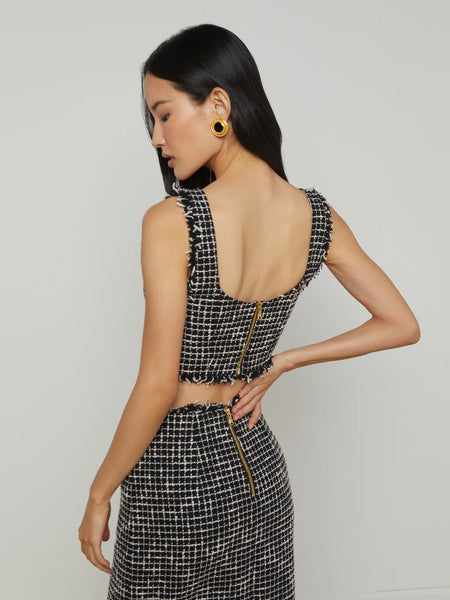 L'agence - Maylin Tweed Top - Black/Ecru