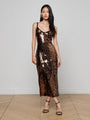 L'agence - Noella Sequin Dress - Brown Multi Amur Leopard