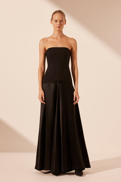 adri strapless panelled maxi dress black Adri Strapless Panelled Maxi Dress