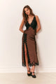 Loveshackfancy - Calder Satin Midi Skirt - Chocolate Brown