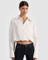 Alice + Olivia - Tobie Relaxed Button Down Cropped Top - Off White