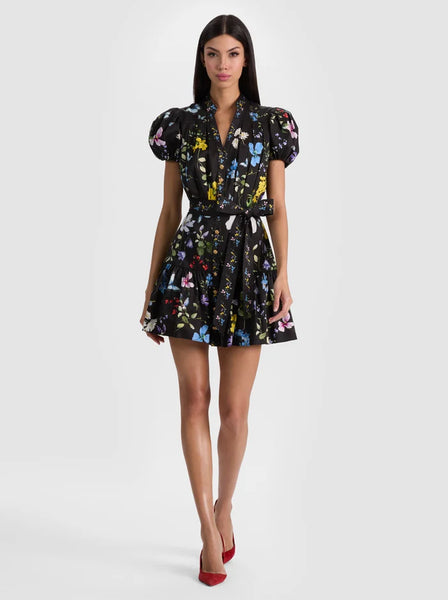 Alice + Olivia - Cora Mini Dress - Twisting Vines Black