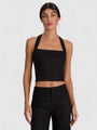 Alice + Olivia - Fiona Halter Cropped Top - Black