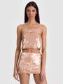 Alice + Olivia - Grazi Paillette Top - Rose Tan