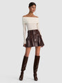 Alice + Olivia - Trinity Vegan Ruffle Skirt - Dark Chocolate