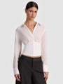 Alice + Olivia - Edie Corset Seamed Button Down Top - White