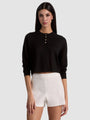 Alice + Olivia - Alaina Linen Henley - Black