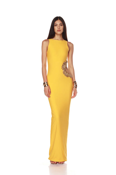 Bronx and Banco - Camila Rhinestone Cutout Maxi Dress