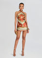 Retrofete - Adelaide Silk Dress - Rust Paisley