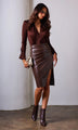 Generation Love - Gina Vegan Leather Skirt - Mahogany