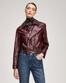 Cinq à Sept - Tumbled Vegan Leather Alexander Jacket - Black Cherry