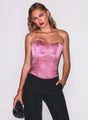 Fleur Du Mal - Topstitch Corset Top with Lacing - Pink Truffle