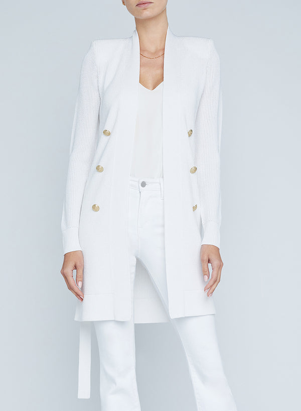 L’agence - Noe Double Breasted Cardigan - White