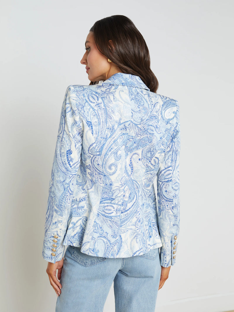 L’agence - Marie Slim Fit Blazer - Ivory/Blue Decorated Paisley