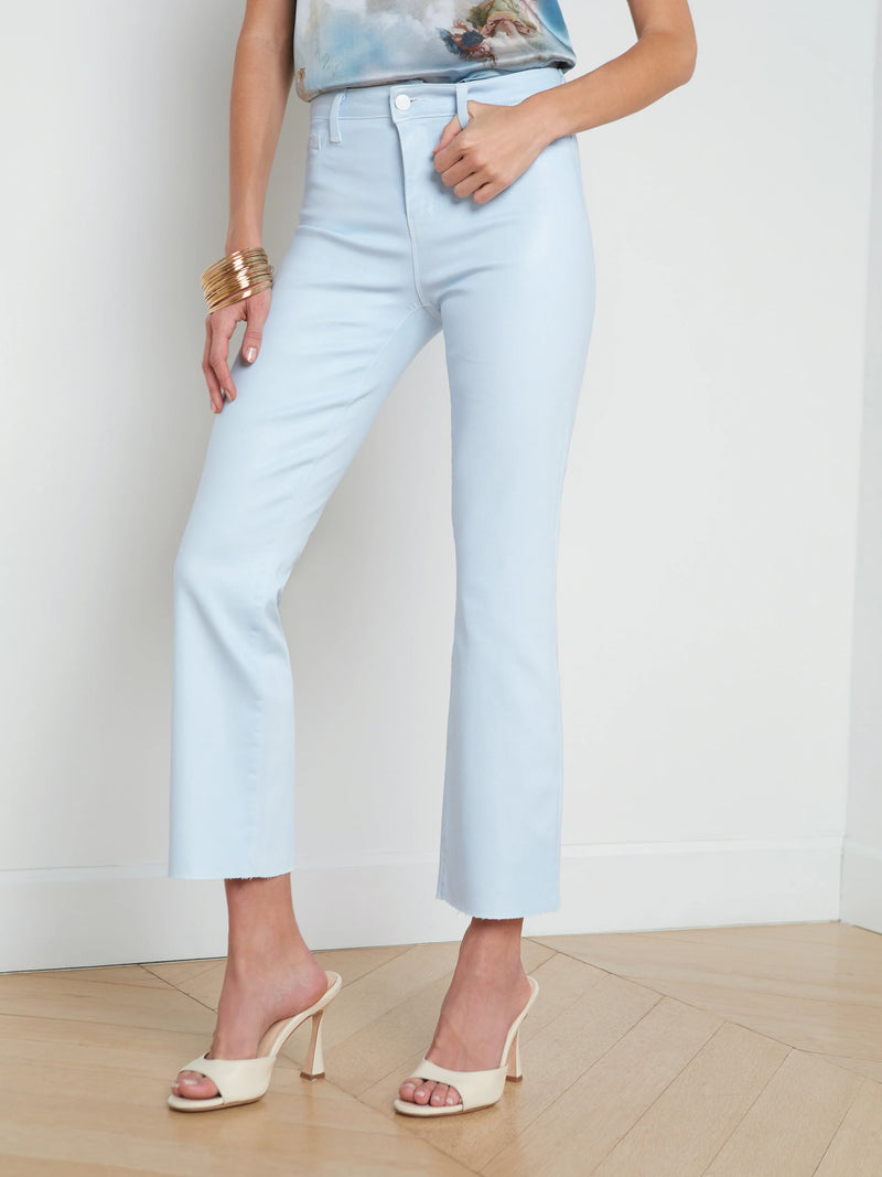L’agence - Kendra Coated Cropped Flare Jean - Ice Water/White Contrast Coated