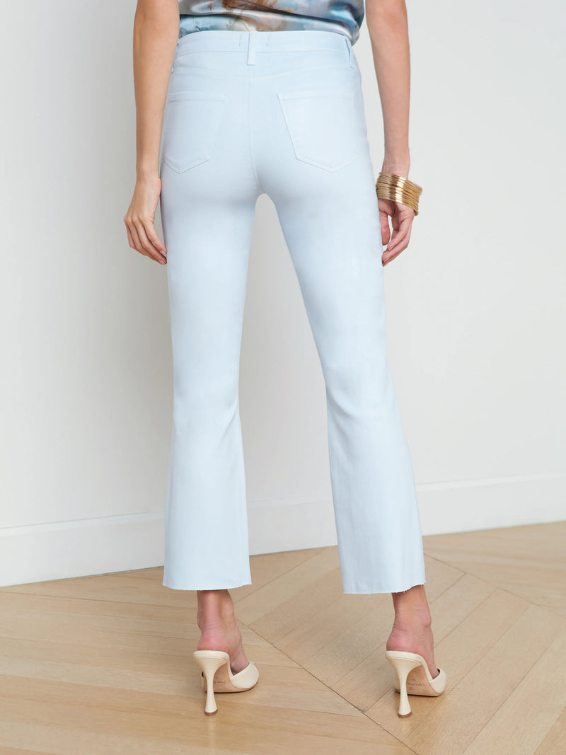 L’agence - Kendra Coated Cropped Flare Jean - Ice Water/White Contrast Coated