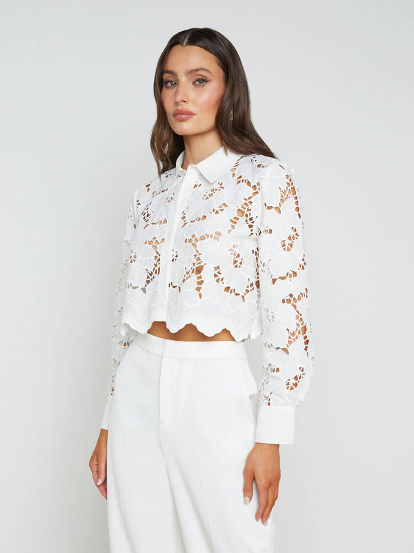 L’agence - Seychelle Lace Cropped Blouse - White