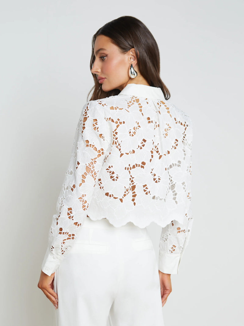 L’agence - Seychelle Lace Cropped Blouse - White