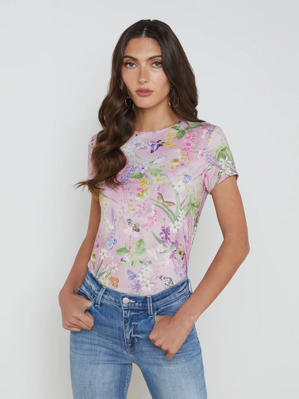 L’agence - Ressi Fitted Tee - Lilac Snow Botanical Butterfly