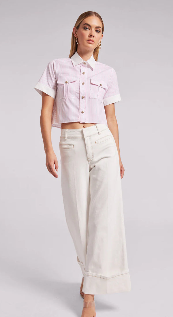 Generation Love - Alida Pinstripe Shirt - White/Pink