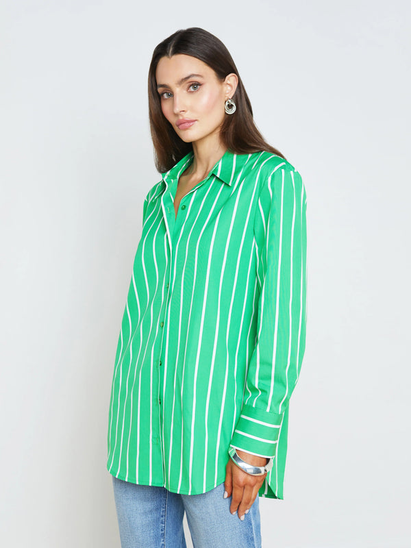 L’agence - Malia Striped Tunic - Fern/White Stripe