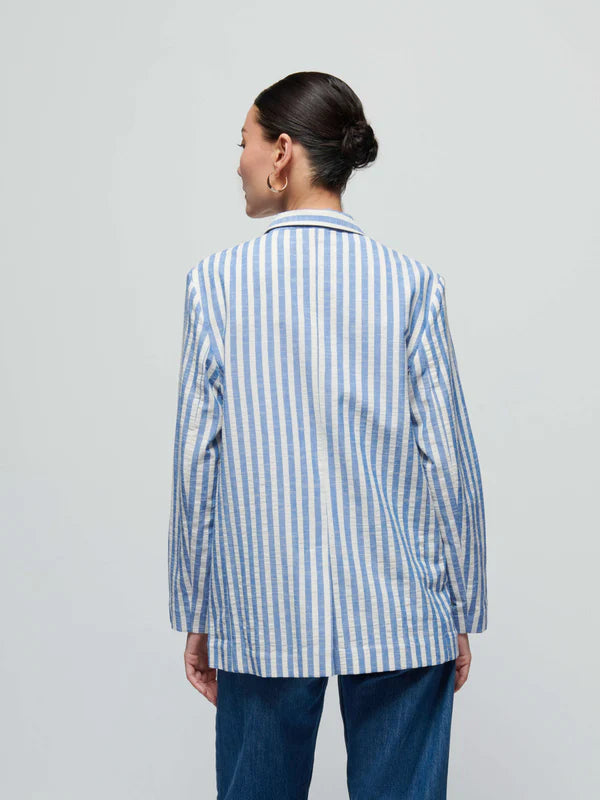 Nation LTD - Beau Oversized Blazer - Parisian Blue Stripe