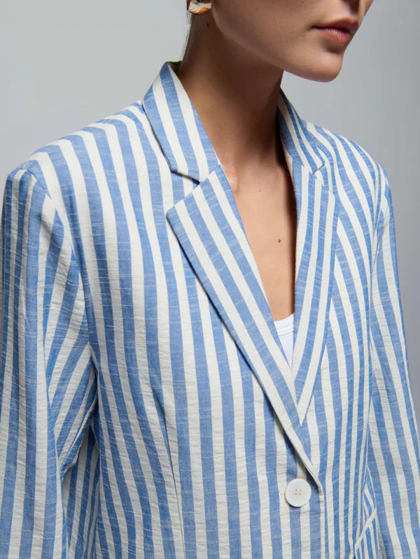Nation LTD - Beau Oversized Blazer - Parisian Blue Stripe