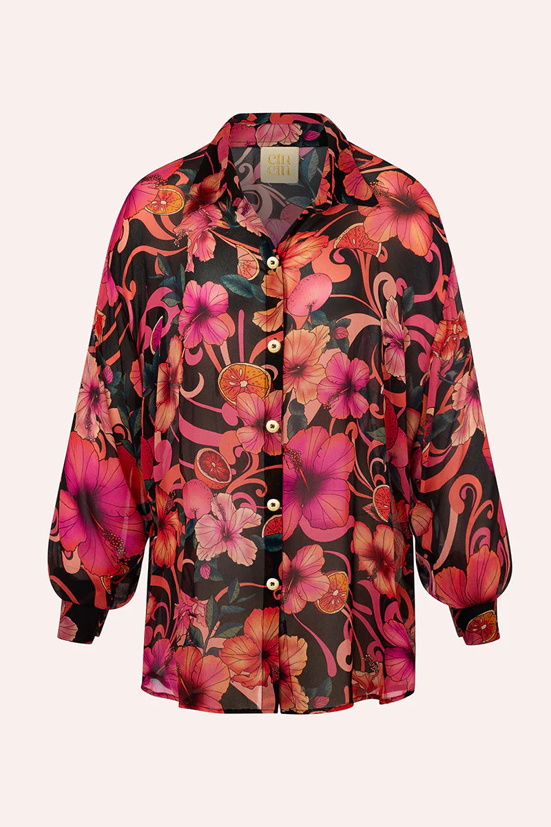 Cin Cin - Solace Button Up Shirt - Hibiscus Pink