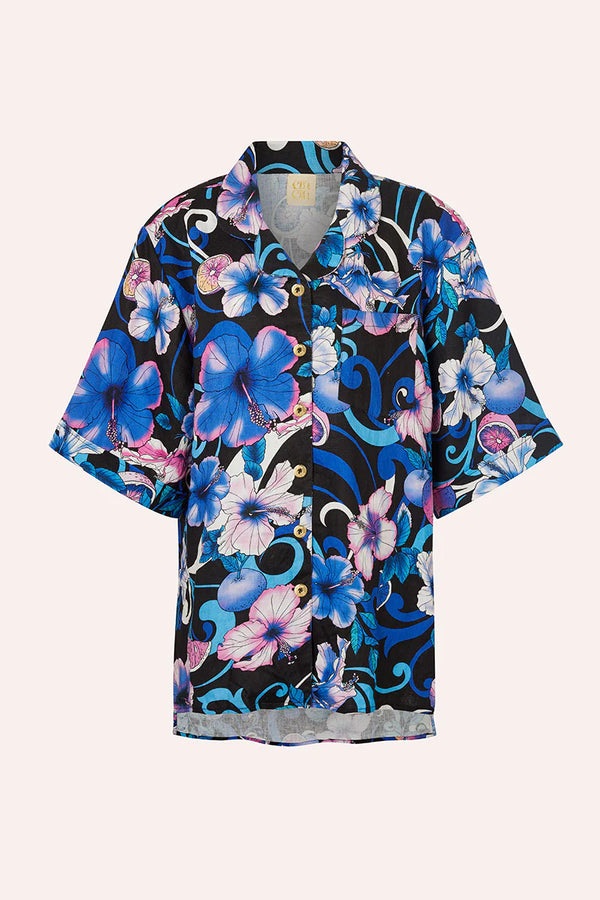 Cin Cin - Mirage Bowling Shirt - Hibiscus Blue