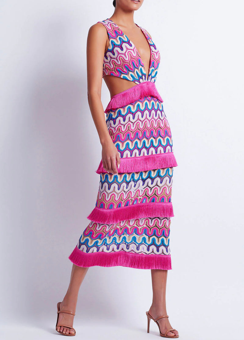 Patbo - Crochet Cut Out Maxi Dress - Pink Multi