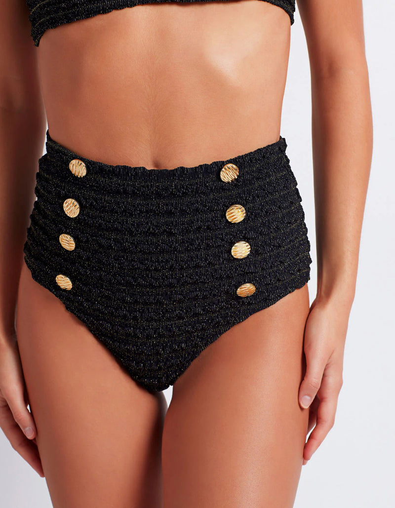 Patbo - Crinkle Lurex Bikini Bottom - Black