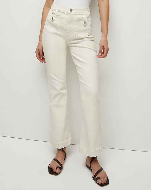 Veronica Beard - Carson Ankle Flare W/ Tabs and Woven Jeans - Ecru