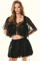 LoveShackFancy - Thessisa Silk Lace Cropped Shawl Blouse - Black