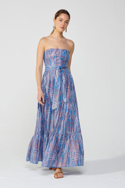 Long Dress Thelma | Blue Akoya | XS | Poupette St Barth Long Dress Thelma | Blue Akoya | XS | Poupette St Barth