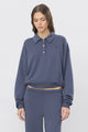 Eterne - Cropped Polo Sweatshirt - Washed Navy