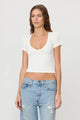 Eterne - Short Sleeve V-Neck Baby Tee - Cream