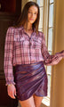 Generation Love - Priya Plaid Georgette Blouse - Pink Plaid