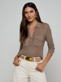 L'agence - Carine Pointelle Collared Sweater - Mushroom
