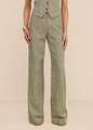 L'agence - Livvy Linen-Blend Trouser - Olive Green Pinstripe