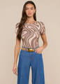 L'agence - Ressi Fitted Tee - Sepia Brown Multi Abstract Swirl