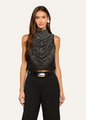L'agence - Yun Draped Crystal Tank - Black/Smokey Grey Crystal
