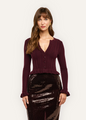 L'agence - Finian Cardigan Top - Dark Syrah/Gold