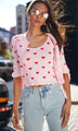 Generation Love - Lottie Hearts Intarsia Strap Tank - Pink/Red