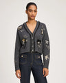 Cinq á Sept - Holiday Doodles Cardigan - Charcoal Heather Grey