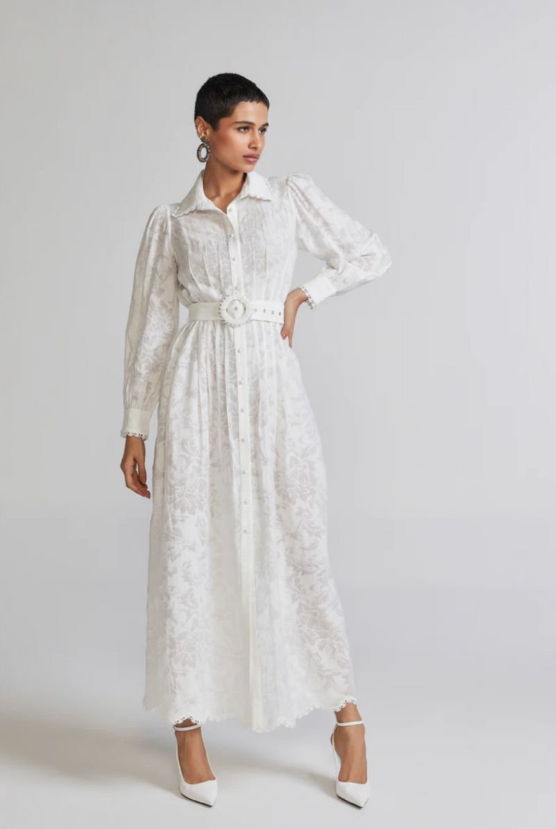 Hemant and Nandita - Ilara Long Shirt Dress - White